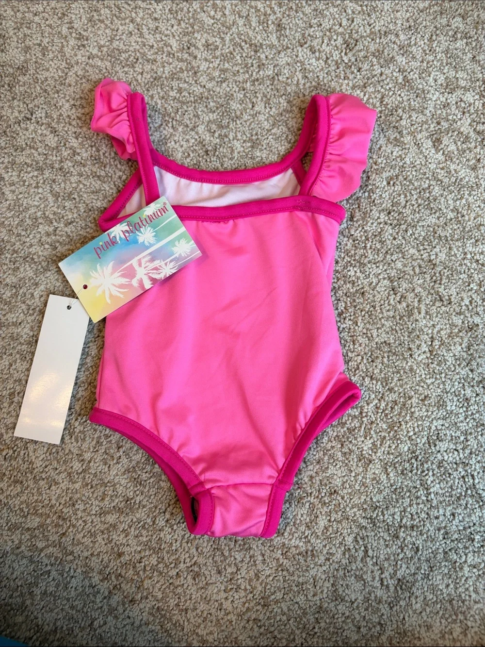 Pink Platinum Pink Kids One-Piece Swimsuit with Rainbow Heart